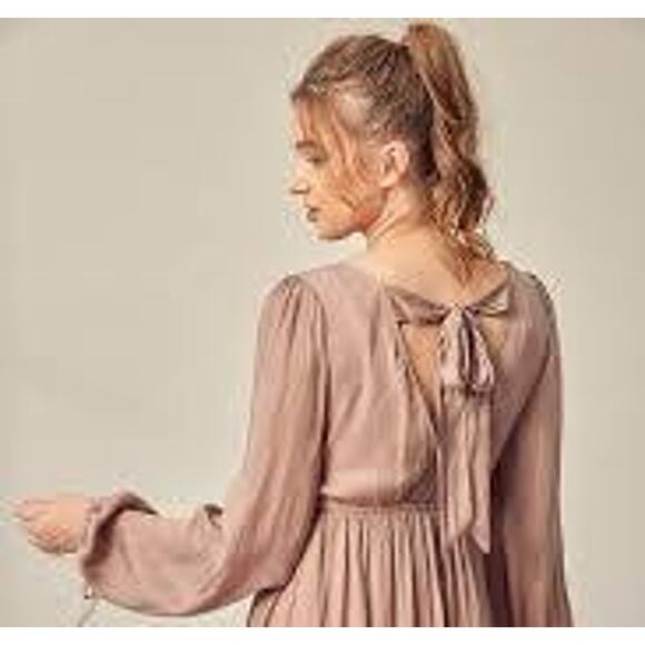 C'ISA Tie Back Babydoll Mini Dress GOTH WHIMSY FAIRY GRUNGE Size Medium M Plum - Picture 8 of 8